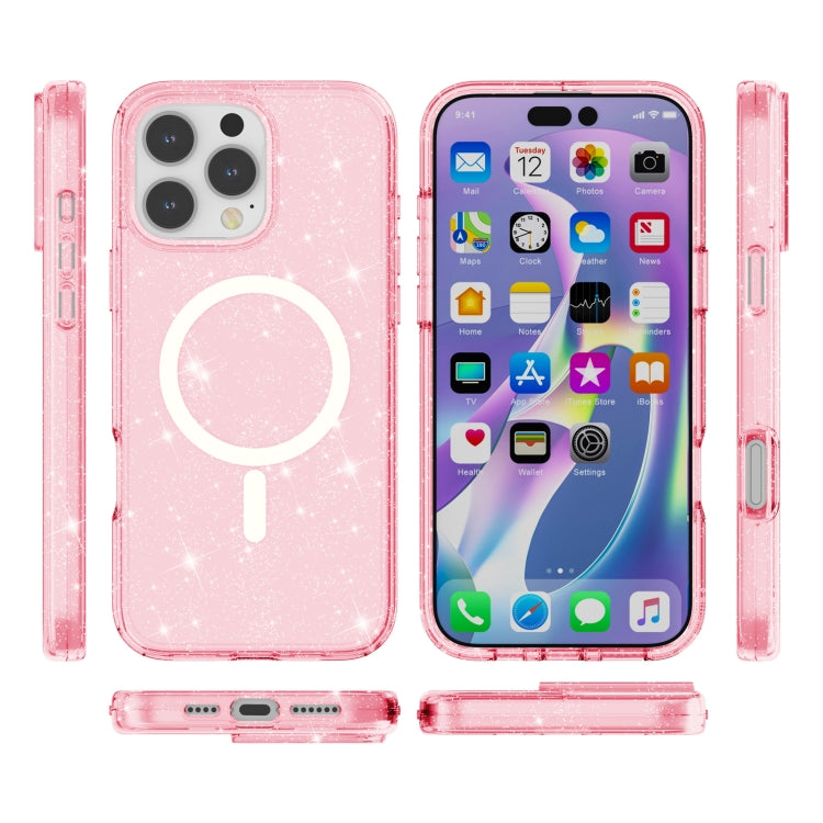 For iPhone 16 Pro Terminator Style Glitter Powder MagSafe Magnetic Phone Case