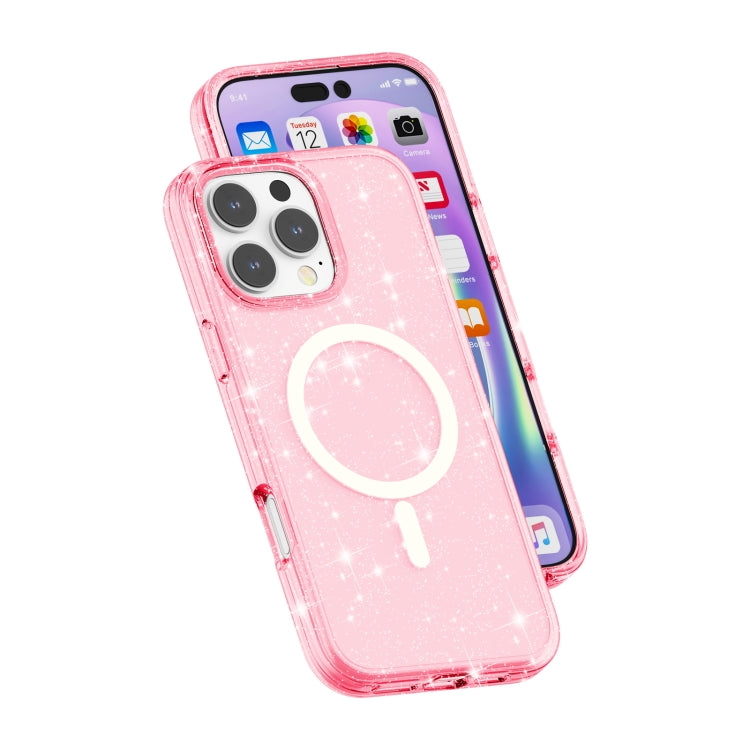For iPhone 16 Pro Terminator Style Glitter Powder MagSafe Magnetic Phone Case