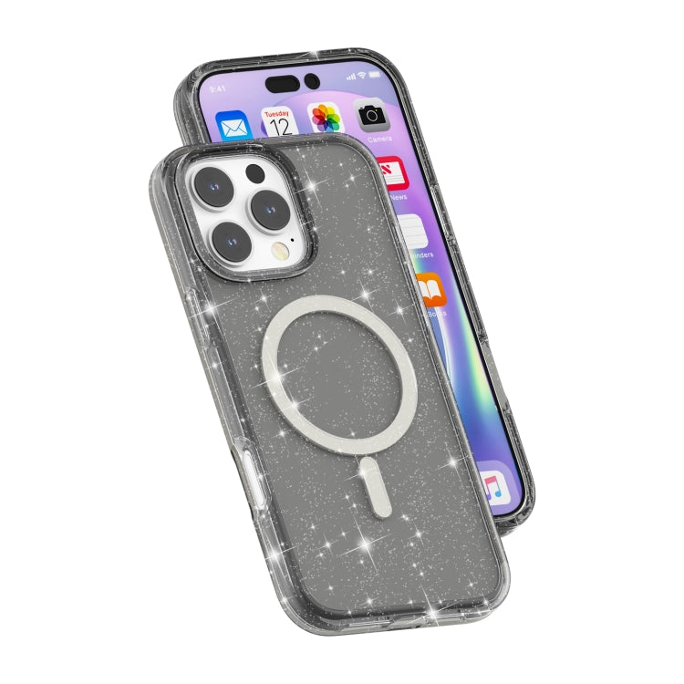 For iPhone 16 Pro Terminator Style Glitter Powder MagSafe Magnetic Phone Case