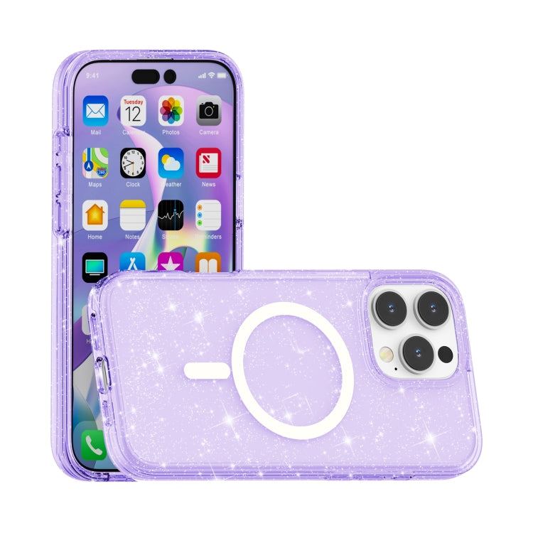 For iPhone 16 Pro Terminator Style Glitter Powder MagSafe Magnetic Phone Case