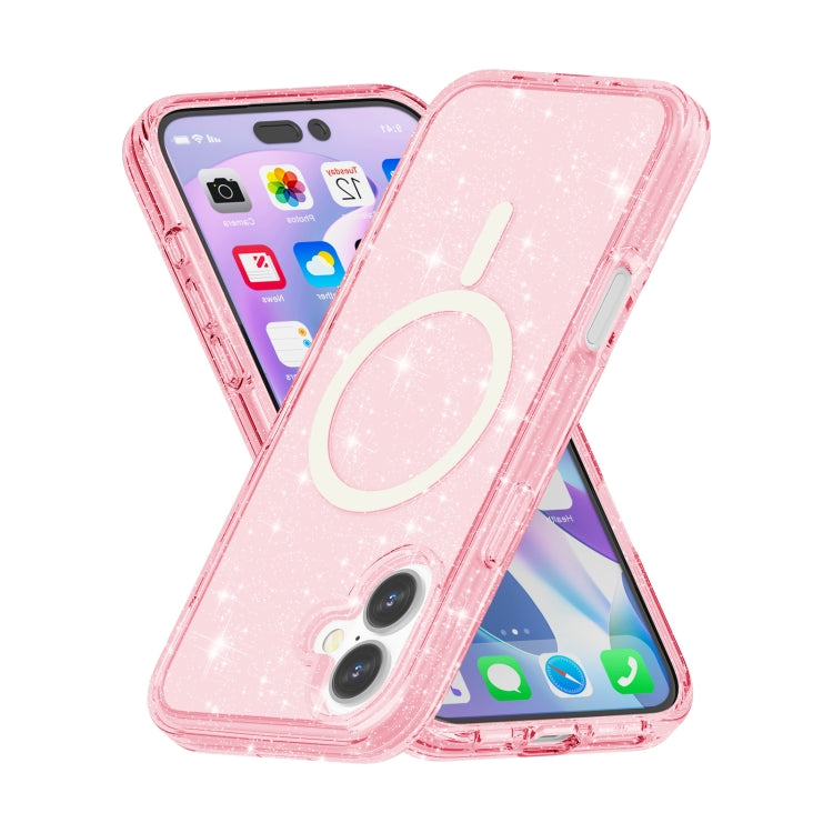 For iPhone 16 Plus Terminator Style Glitter Powder MagSafe Magnetic Phone Case
