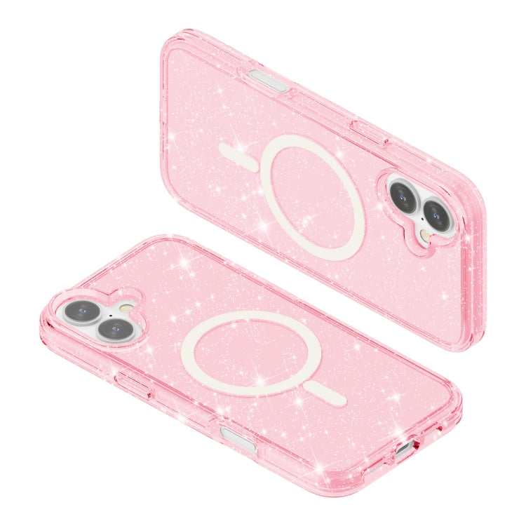 For iPhone 16 Plus Terminator Style Glitter Powder MagSafe Magnetic Phone Case