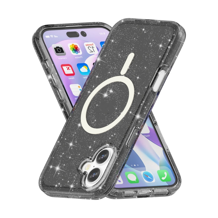 For iPhone 16 Plus Terminator Style Glitter Powder MagSafe Magnetic Phone Case