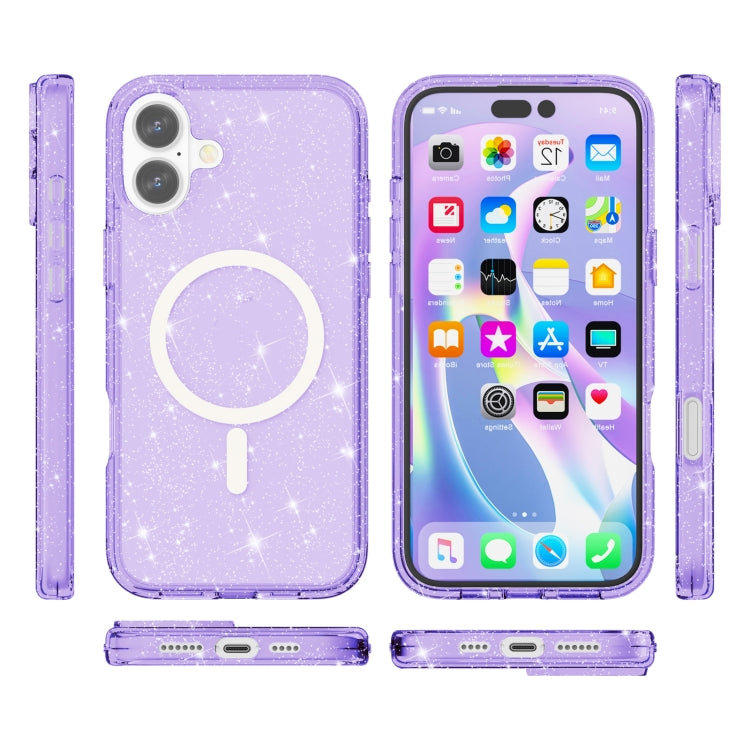For iPhone 16 Plus Terminator Style Glitter Powder MagSafe Magnetic Phone Case