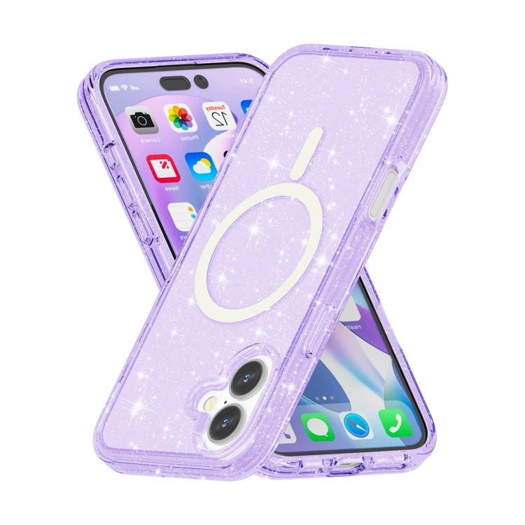 For iPhone 16 Plus Terminator Style Glitter Powder MagSafe Magnetic Phone Case