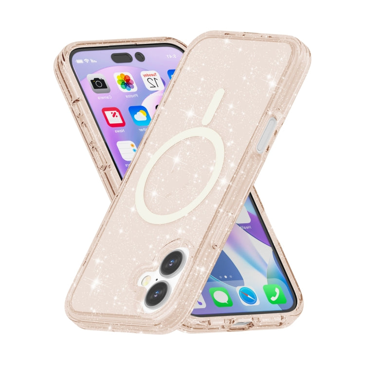 For iPhone 16 Terminator Style Glitter Powder MagSafe Magnetic Phone Case