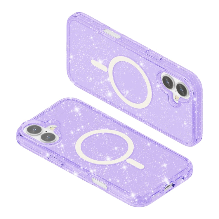 For iPhone 16 Terminator Style Glitter Powder MagSafe Magnetic Phone Case