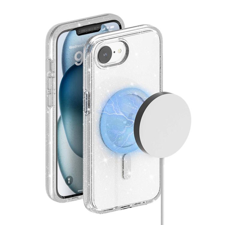 For iPhone 17e / 16e Terminator Style Glitter Powder MagSafe Magnetic Phone Case