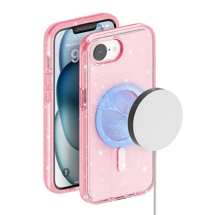 For iPhone 17e / 16e Terminator Style Glitter Powder MagSafe Magnetic Phone Case