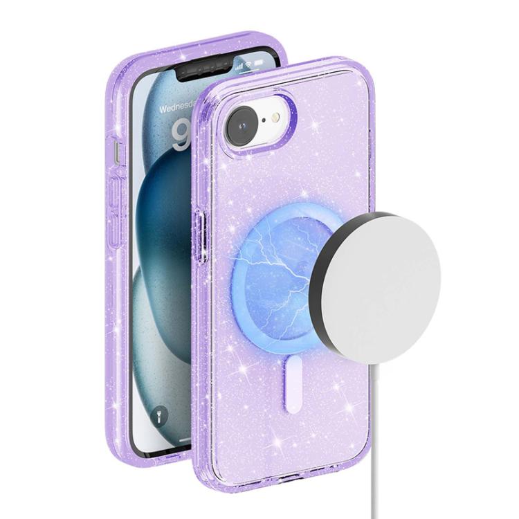 For iPhone 17e / 16e Terminator Style Glitter Powder MagSafe Magnetic Phone Case
