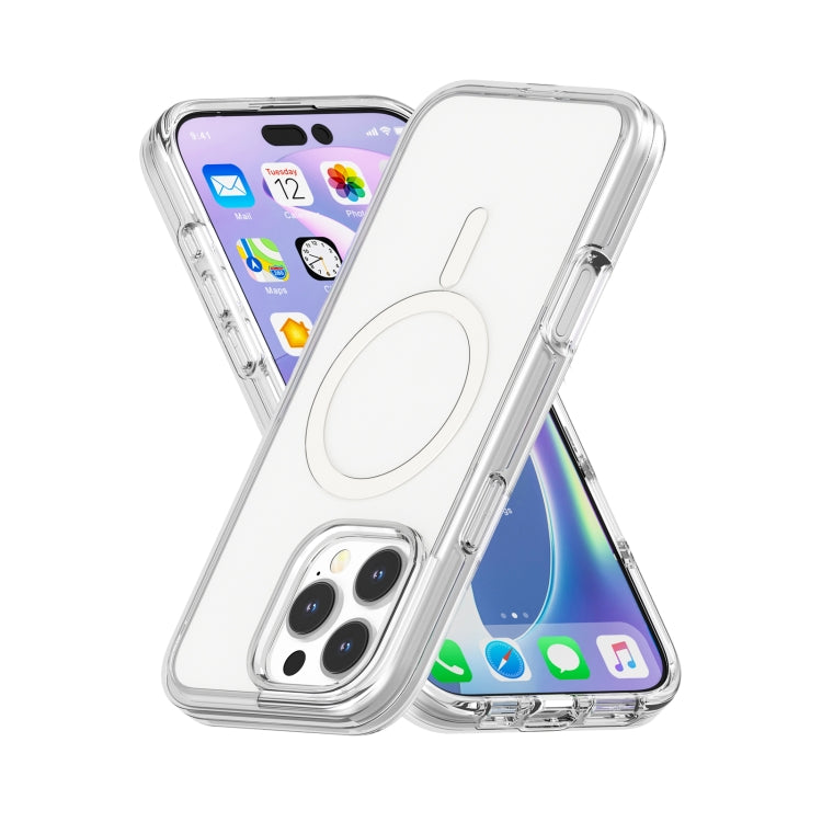 For iPhone 16 Pro Max Terminator Style Transparent MagSafe Magnetic Phone Case - Transparent