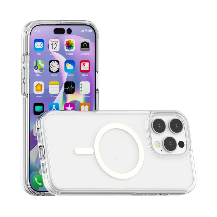 For iPhone 16 Pro Terminator Style Transparent MagSafe Magnetic Phone Case - Transparent