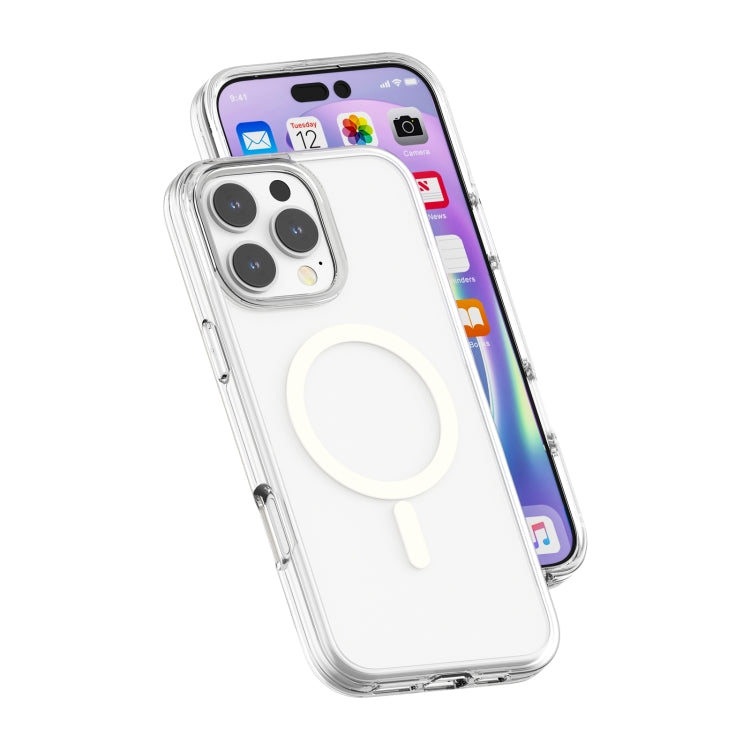 For iPhone 16 Pro Terminator Style Transparent MagSafe Magnetic Phone Case - Transparent