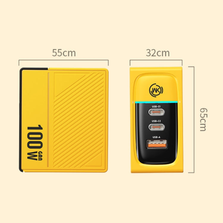 WK WP-U155 100W Dual Type-C+USB GaN Fast Charger, Plug: