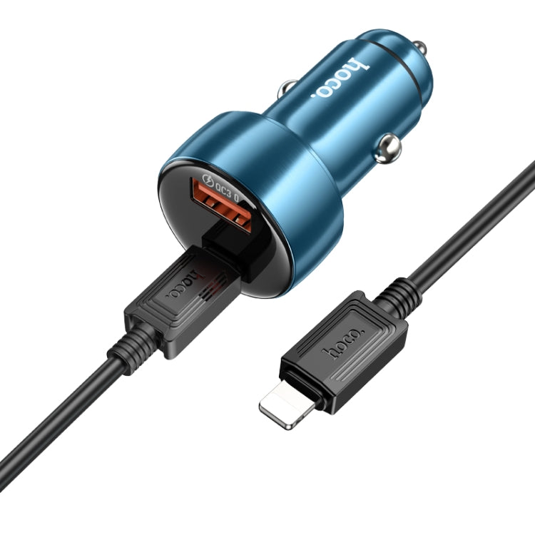 hoco Z50 Leader 48W Dual-port Digital Display Car Charger Set with Type-C to 8 Pin Cable