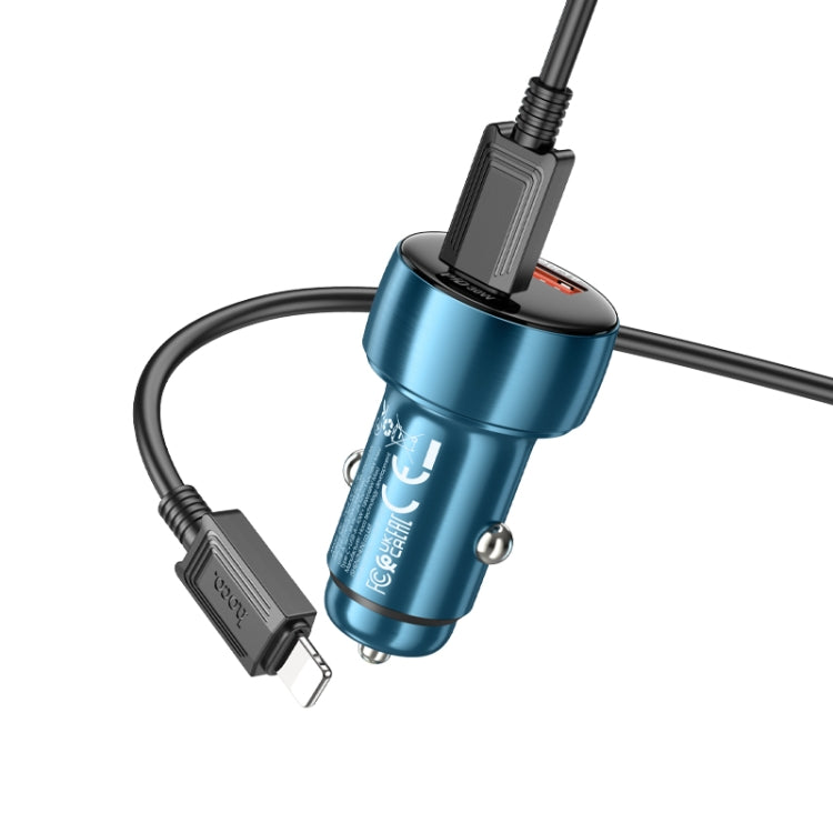 hoco Z50 Leader 48W Dual-port Digital Display Car Charger Set with Type-C to 8 Pin Cable