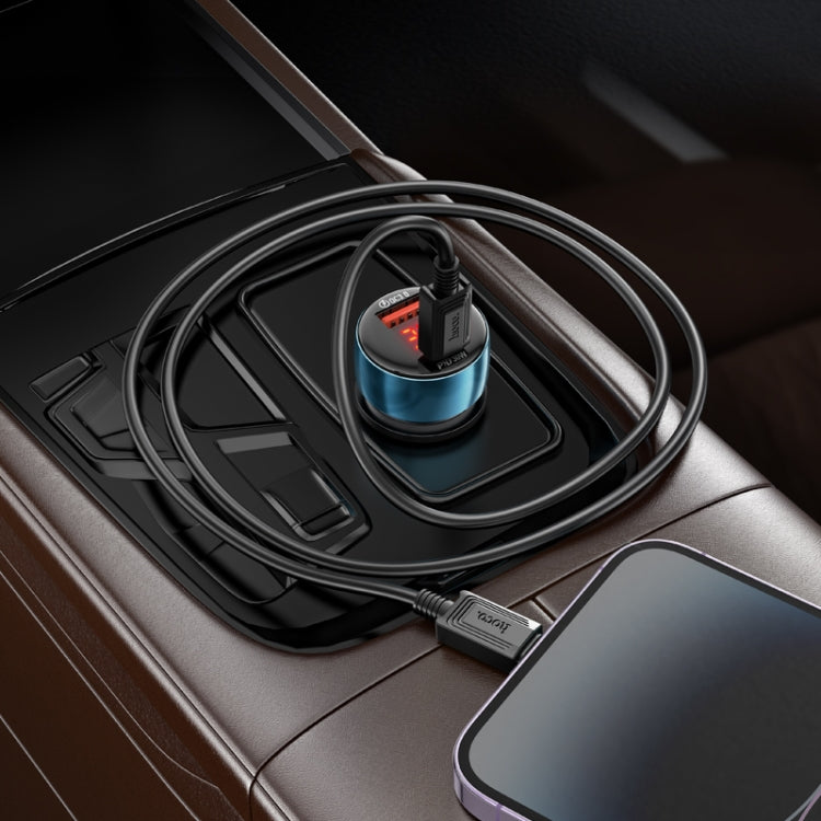 hoco Z50 Leader 48W Dual-port Digital Display Car Charger Set with Type-C to 8 Pin Cable