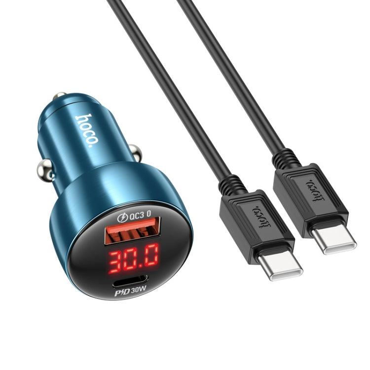 hoco Z50 Leader 48W Dual-port Digital Display Car Charger Set with Type-C to Type-C Cable