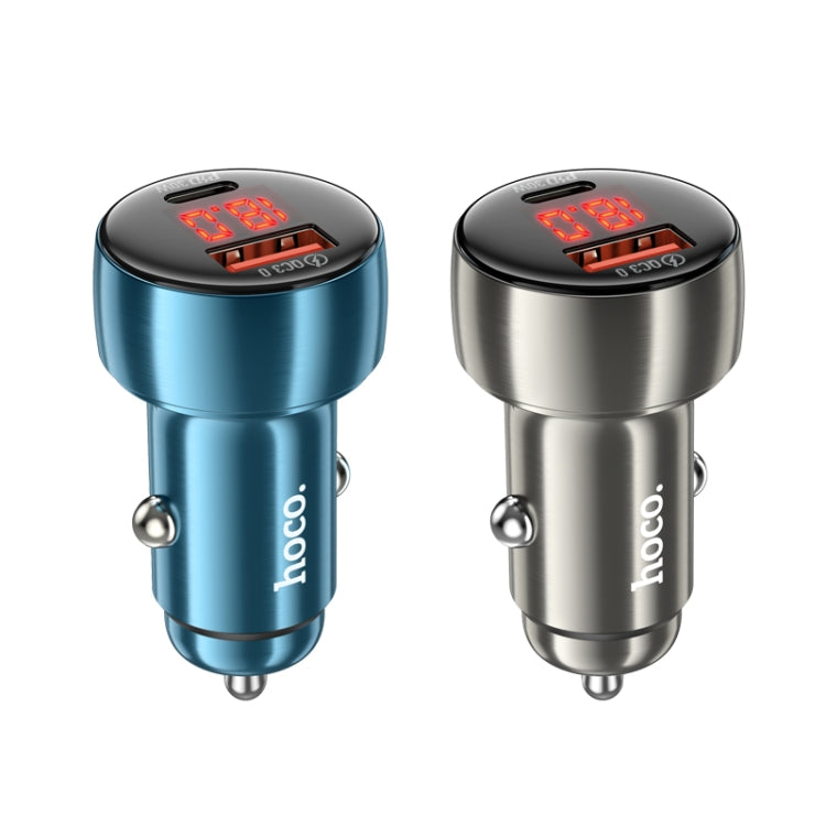 hoco Z50 Leader 48W Dual-port Digital Display Car Charger Set with Type-C to Type-C Cable