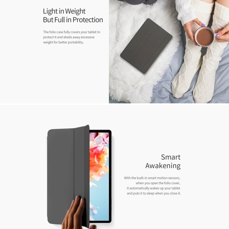 For Teclast P30T 3-Fold Holder Folio Leather Tablet Smart Case - Grey