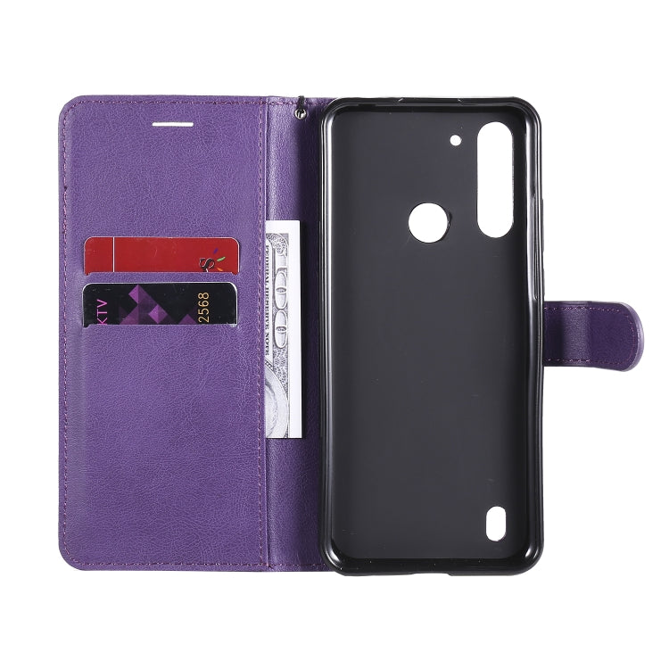 For Motorola Moto G8 Power Lite Solid Color Horizontal Flip Protective Leather Case with Holder & Card Slots & Wallet & Lanyard