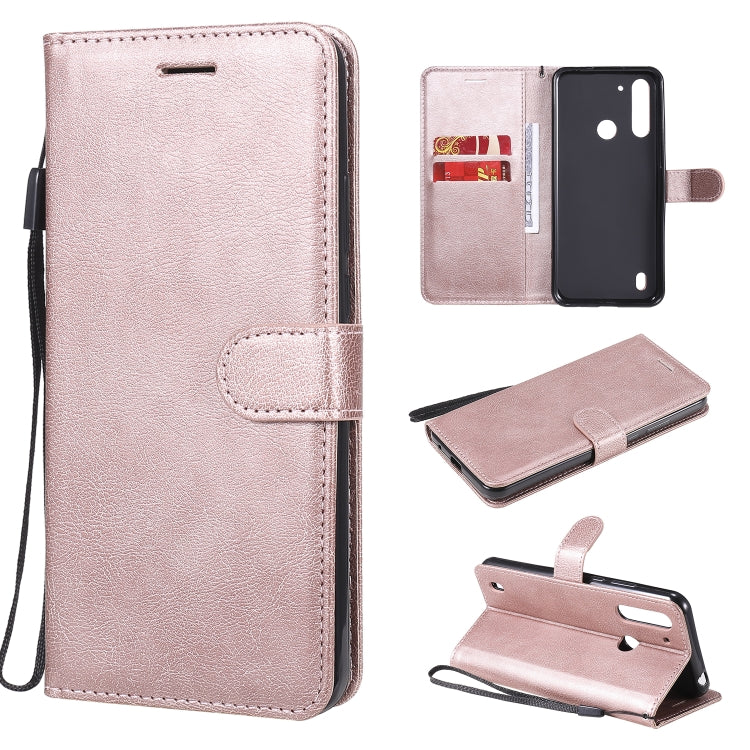 For Motorola Moto G8 Power Lite Solid Color Horizontal Flip Protective Leather Case with Holder & Card Slots & Wallet & Lanyard