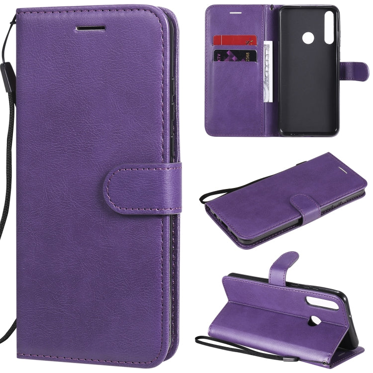 For Huawei Y6p Solid Color Horizontal Flip Protective Leather Case with Holder & Card Slots & Wallet & Lanyard