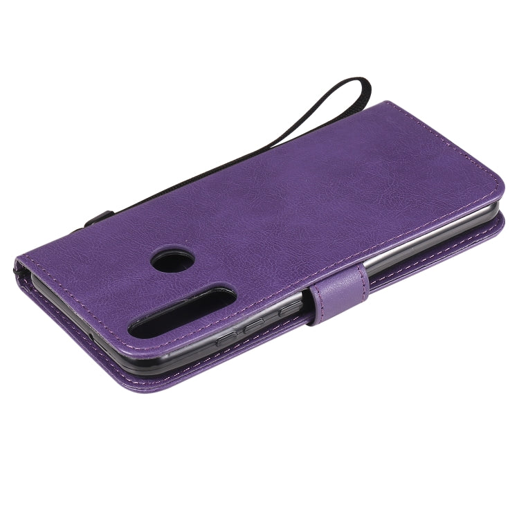 For Huawei Y6p Solid Color Horizontal Flip Protective Leather Case with Holder & Card Slots & Wallet & Lanyard