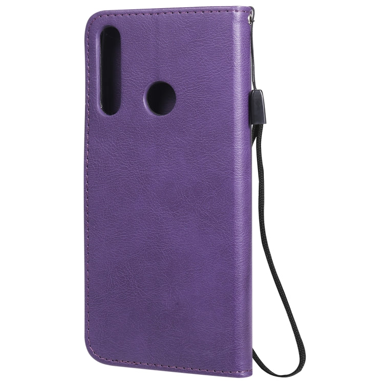 For Huawei Y6p Solid Color Horizontal Flip Protective Leather Case with Holder & Card Slots & Wallet & Lanyard