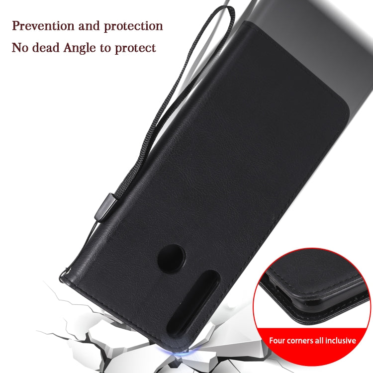 For Huawei Y6p Solid Color Horizontal Flip Protective Leather Case with Holder & Card Slots & Wallet & Lanyard