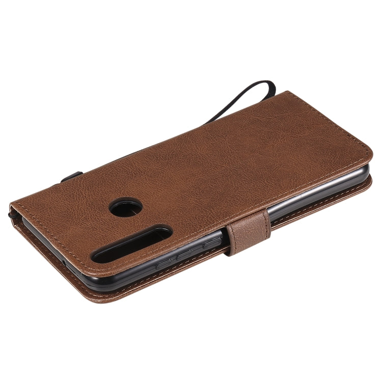 For Huawei Y6p Solid Color Horizontal Flip Protective Leather Case with Holder & Card Slots & Wallet & Lanyard