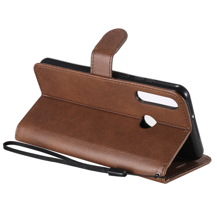 For Huawei Y6p Solid Color Horizontal Flip Protective Leather Case with Holder & Card Slots & Wallet & Lanyard