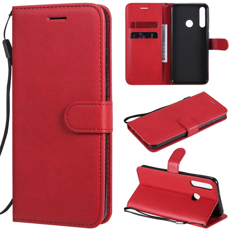 For Huawei Y6p Solid Color Horizontal Flip Protective Leather Case with Holder & Card Slots & Wallet & Lanyard