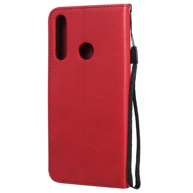 For Huawei Y6p Solid Color Horizontal Flip Protective Leather Case with Holder & Card Slots & Wallet & Lanyard