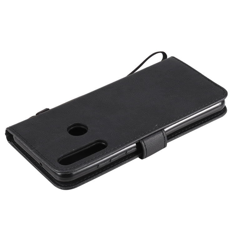 For Huawei Y6p Solid Color Horizontal Flip Protective Leather Case with Holder & Card Slots & Wallet & Lanyard