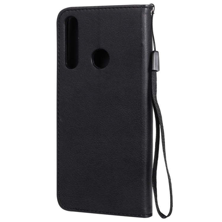 For Huawei Y6p Solid Color Horizontal Flip Protective Leather Case with Holder & Card Slots & Wallet & Lanyard