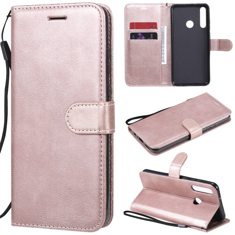 For Huawei Y6p Solid Color Horizontal Flip Protective Leather Case with Holder & Card Slots & Wallet & Lanyard