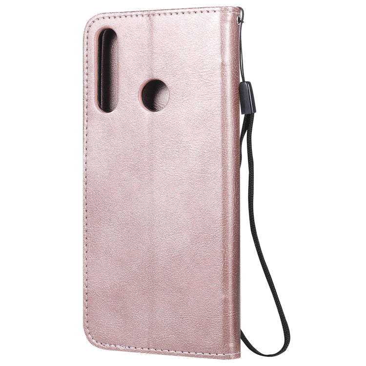 For Huawei Y6p Solid Color Horizontal Flip Protective Leather Case with Holder & Card Slots & Wallet & Lanyard