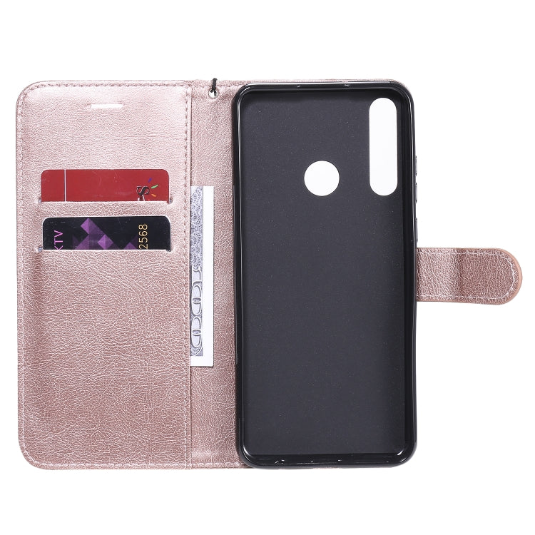 For Huawei Y6p Solid Color Horizontal Flip Protective Leather Case with Holder & Card Slots & Wallet & Lanyard