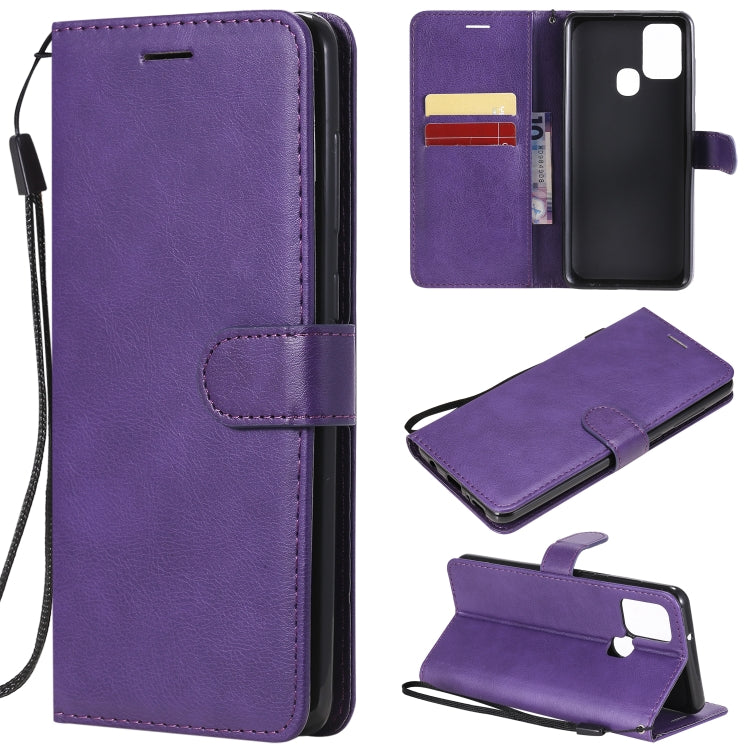 For Samsung Galaxy A21s Solid Color Horizontal Flip Protective Leather Case with Holder & Card Slots & Wallet & Photo Frame & Lanyard