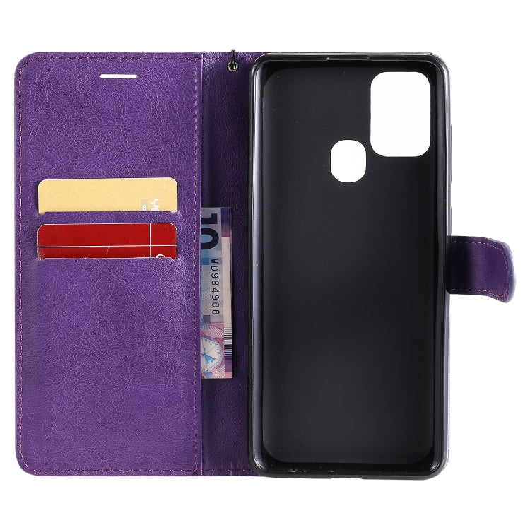 For Samsung Galaxy A21s Solid Color Horizontal Flip Protective Leather Case with Holder & Card Slots & Wallet & Photo Frame & Lanyard