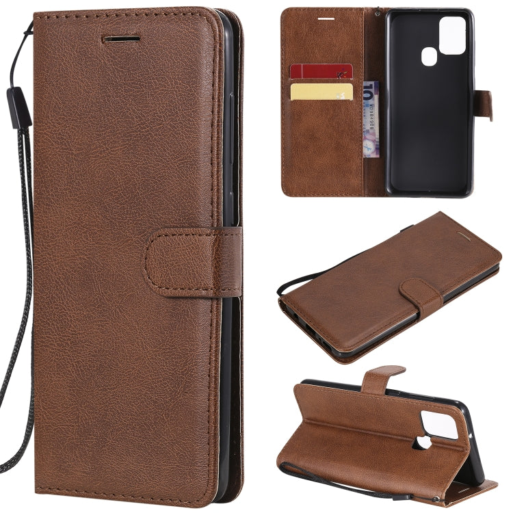 For Samsung Galaxy A21s Solid Color Horizontal Flip Protective Leather Case with Holder & Card Slots & Wallet & Photo Frame & Lanyard