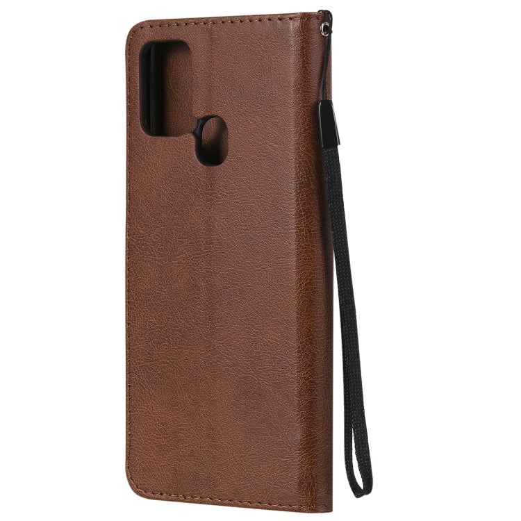 For Samsung Galaxy A21s Solid Color Horizontal Flip Protective Leather Case with Holder & Card Slots & Wallet & Photo Frame & Lanyard