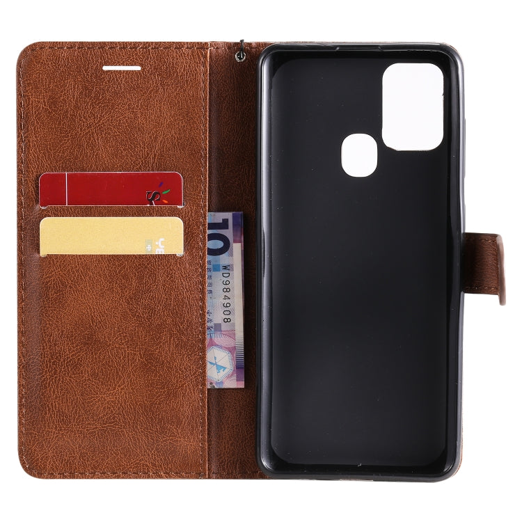 For Samsung Galaxy A21s Solid Color Horizontal Flip Protective Leather Case with Holder & Card Slots & Wallet & Photo Frame & Lanyard