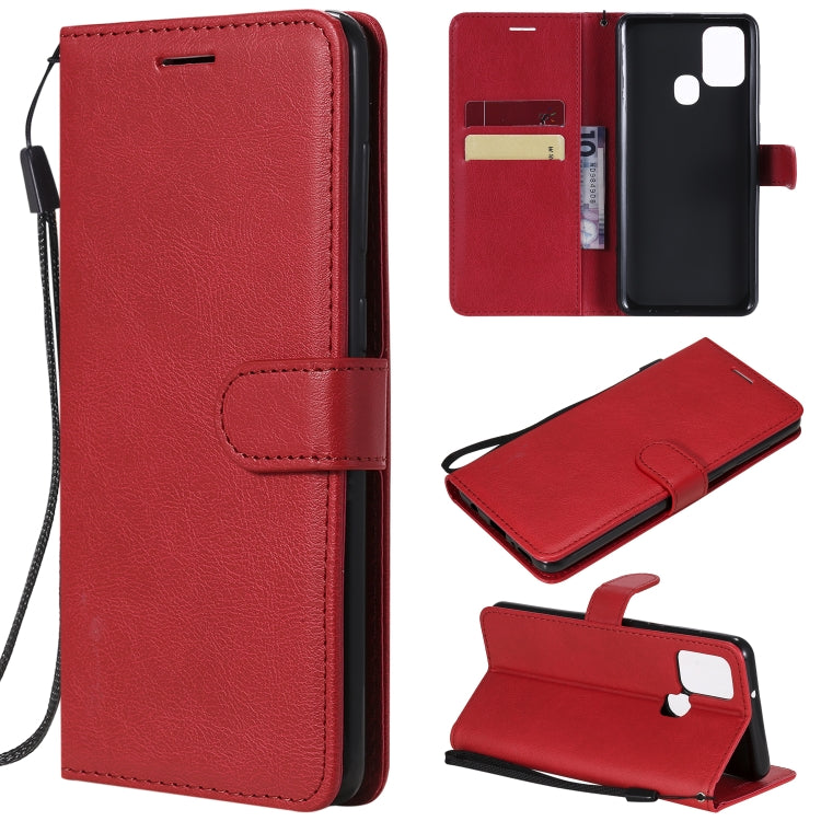 For Samsung Galaxy A21s Solid Color Horizontal Flip Protective Leather Case with Holder & Card Slots & Wallet & Photo Frame & Lanyard