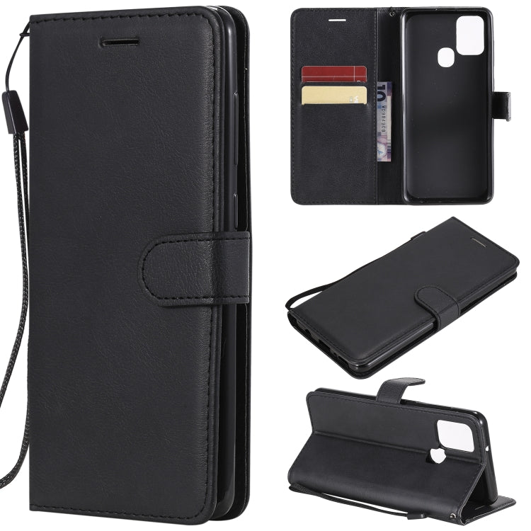 For Samsung Galaxy A21s Solid Color Horizontal Flip Protective Leather Case with Holder & Card Slots & Wallet & Photo Frame & Lanyard