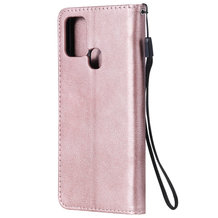 For Samsung Galaxy A21s Solid Color Horizontal Flip Protective Leather Case with Holder & Card Slots & Wallet & Photo Frame & Lanyard