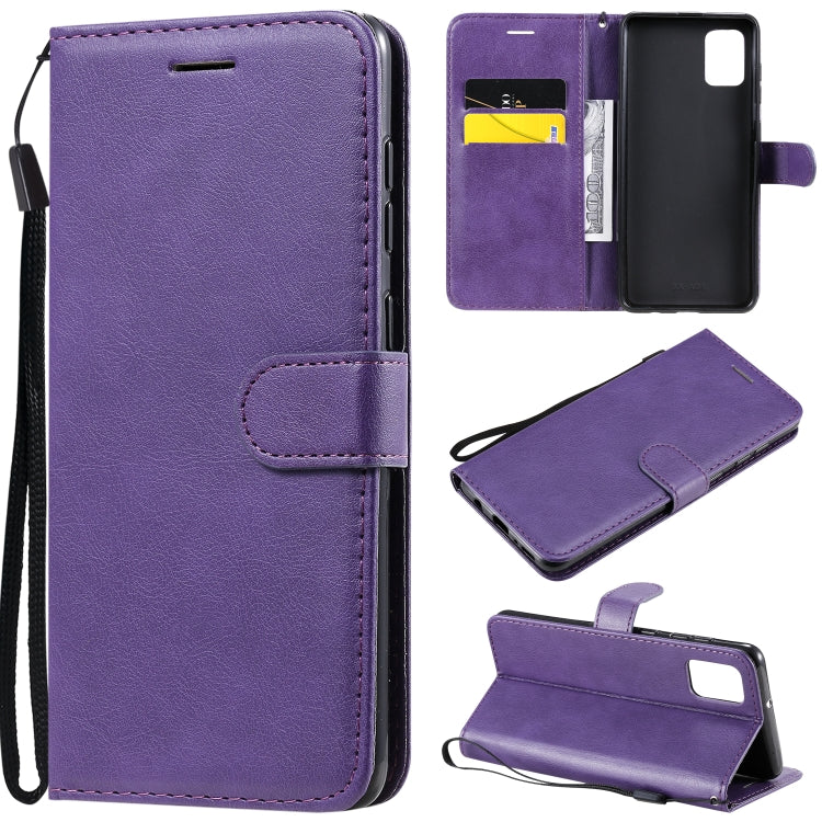 For Samsung Galaxy A31 Solid Color Horizontal Flip Protective Leather Case with Holder & Card Slots & Wallet & Photo Frame & Lanyard