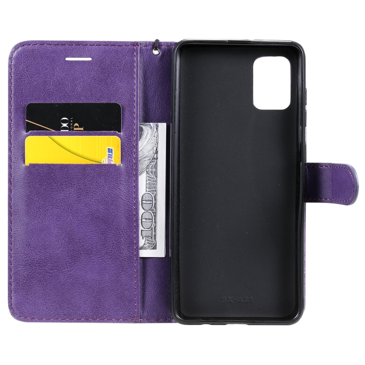 For Samsung Galaxy A31 Solid Color Horizontal Flip Protective Leather Case with Holder & Card Slots & Wallet & Photo Frame & Lanyard