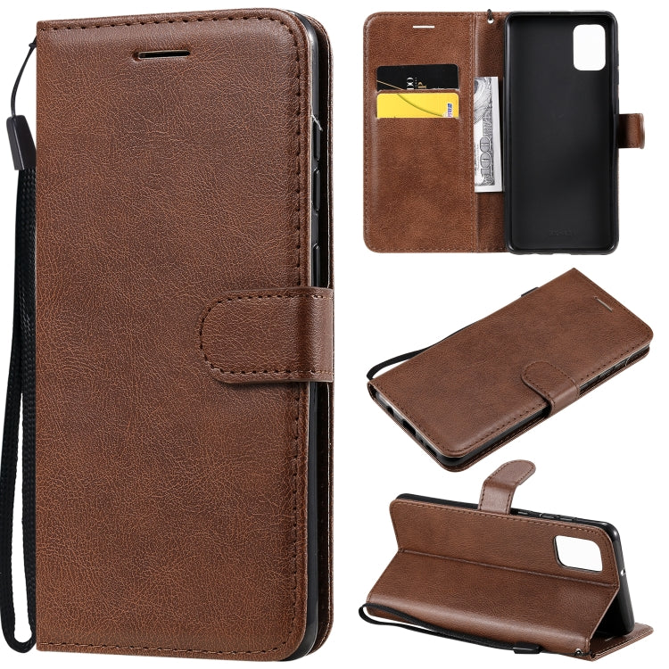 For Samsung Galaxy A31 Solid Color Horizontal Flip Protective Leather Case with Holder & Card Slots & Wallet & Photo Frame & Lanyard
